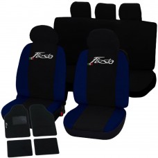 Coprisedili Ford Fiesta bicolore nero - blu scuro con tappetini moquette